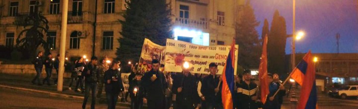 Artsakh Youth Hold Torch-lit Procession in Stepanakert